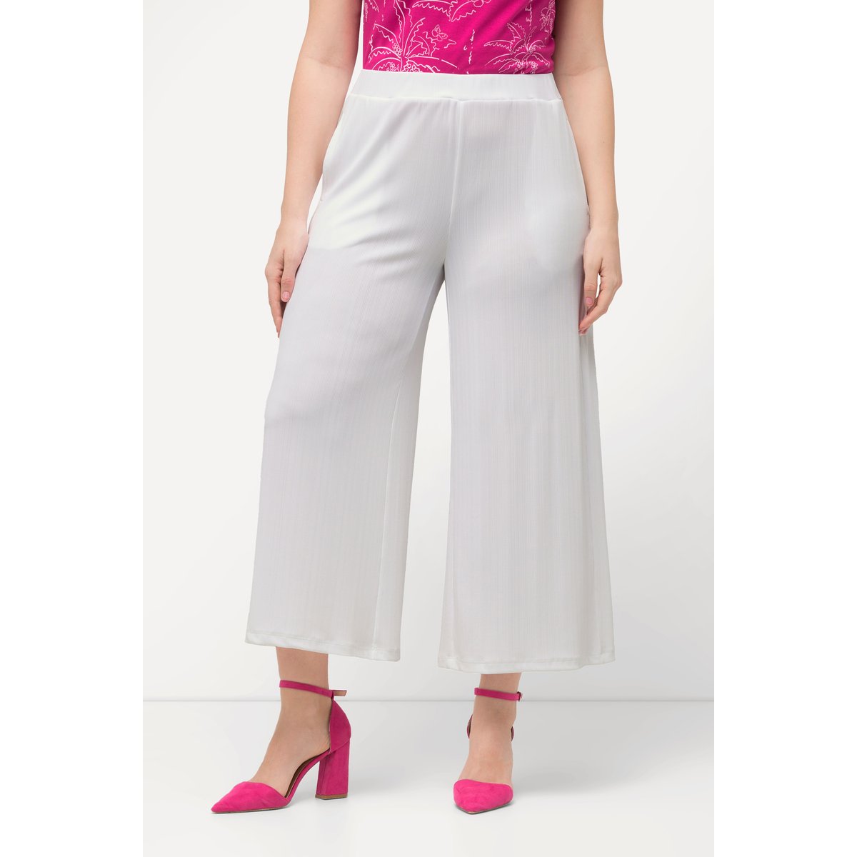 Jupe-culotte en tissu texturé. blanc neige, ULLA POPKEN