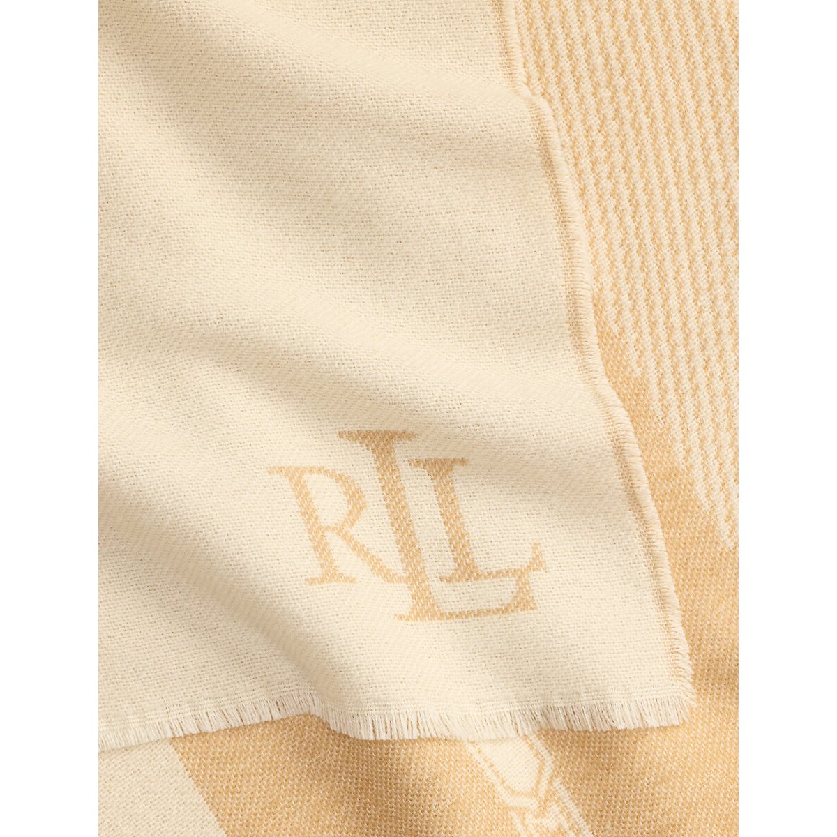 Tweekleurige sjaal met paardensportmotief camel/beige, LAUREN RALPH LAUREN