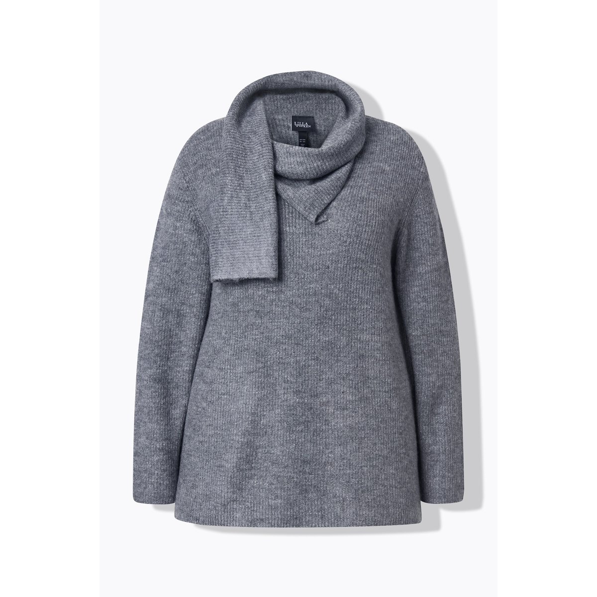 Pull en maille côtelée à manches longues gris béton, ULLA POPKEN