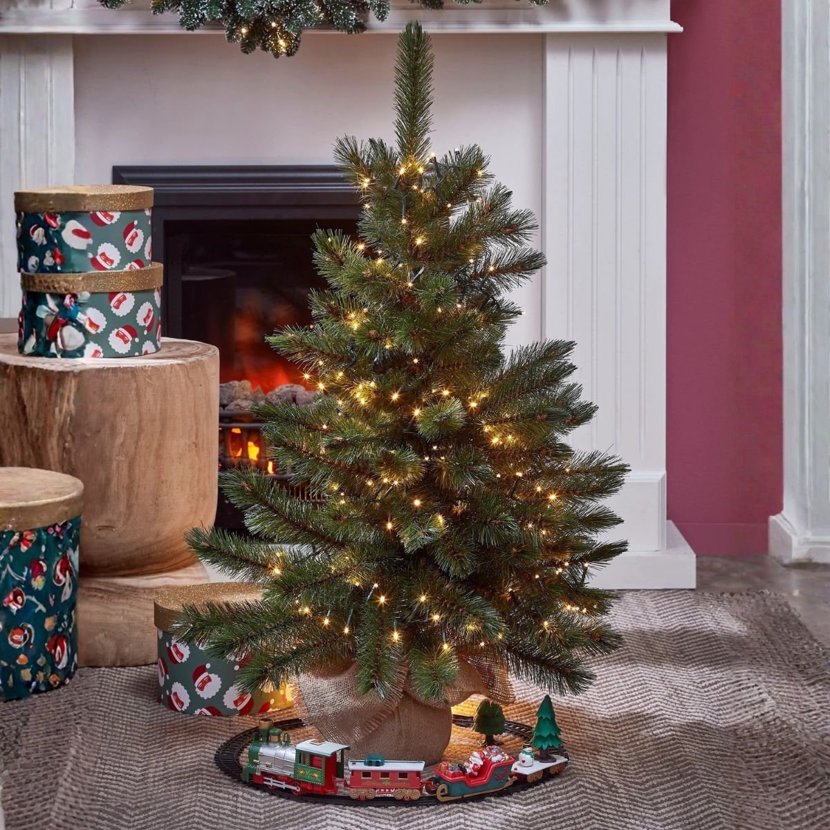 Sapin de Noël artificiel dans un sac en jute H90 cm FOREST FROSTED vert, TRIUMPH TREE