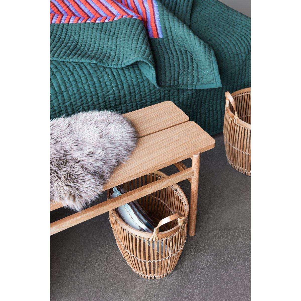 Banc bois design scandinave bois clair, HUBSCH