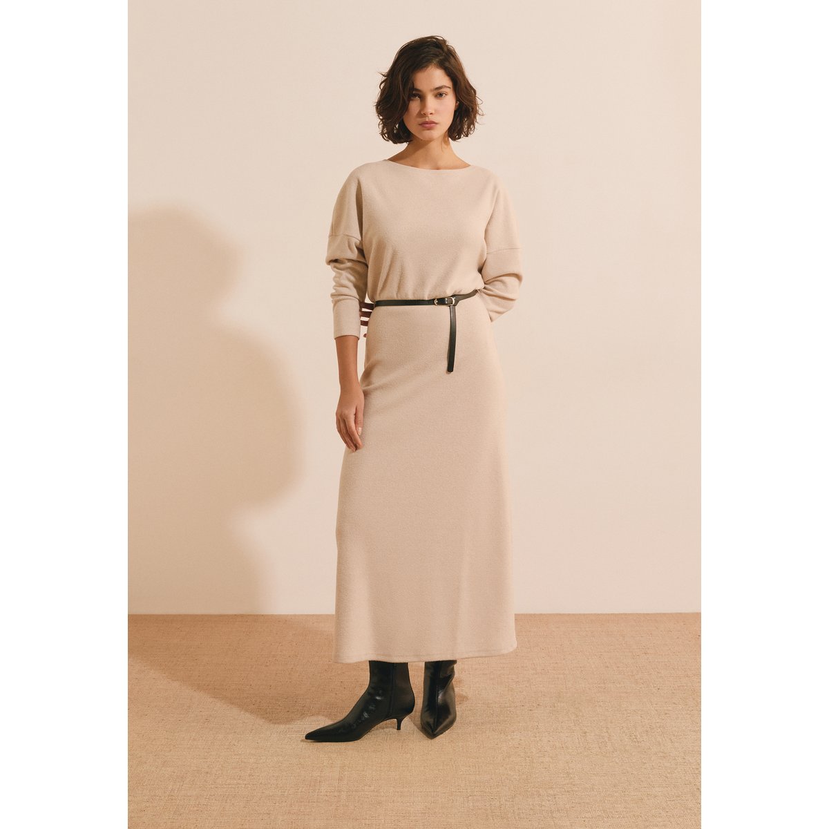 Robe longue en maille RAINBOWY beige, ETAM