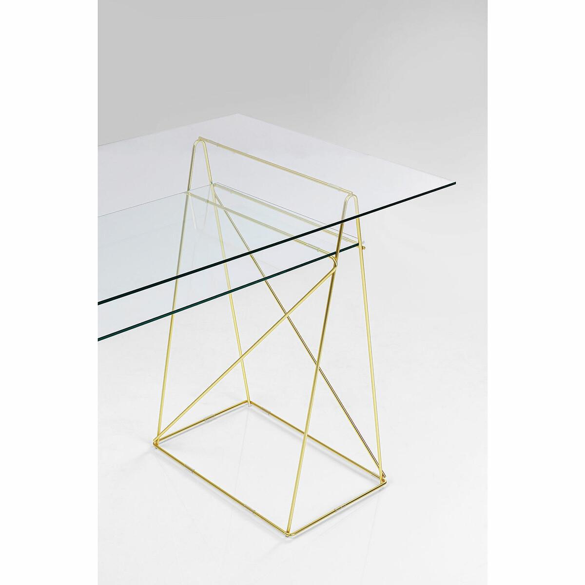 Table Polar Brass Matt 8mm Tempered Glass gold-coloured, KARE DESIGN