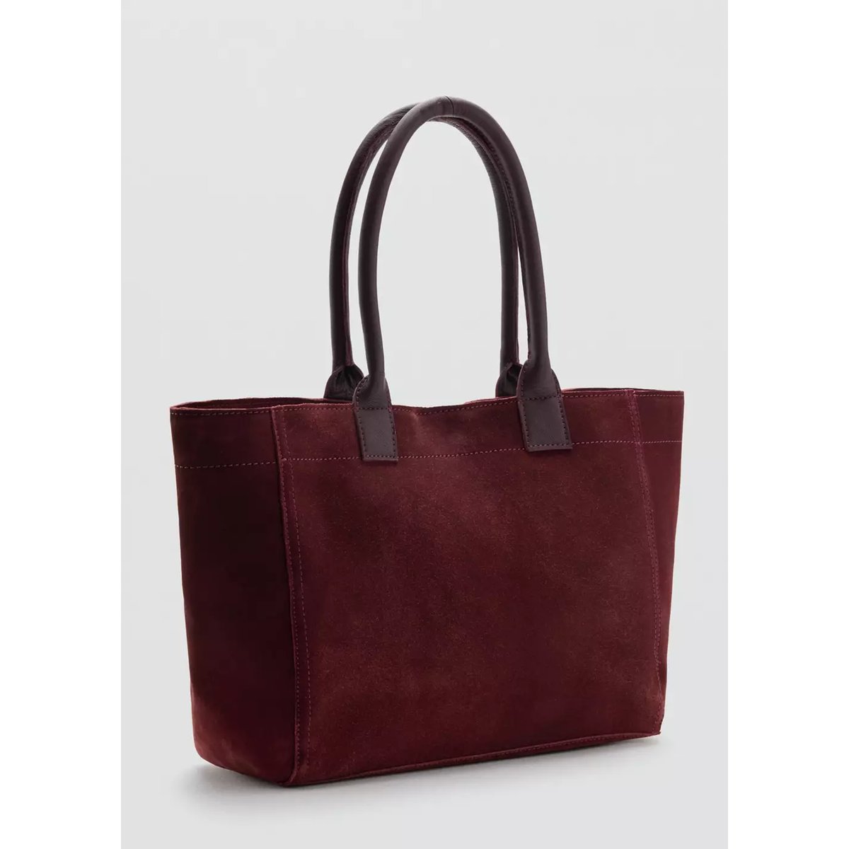 Sac cabas en cuir suédé bordeaux, MANGO TEEN