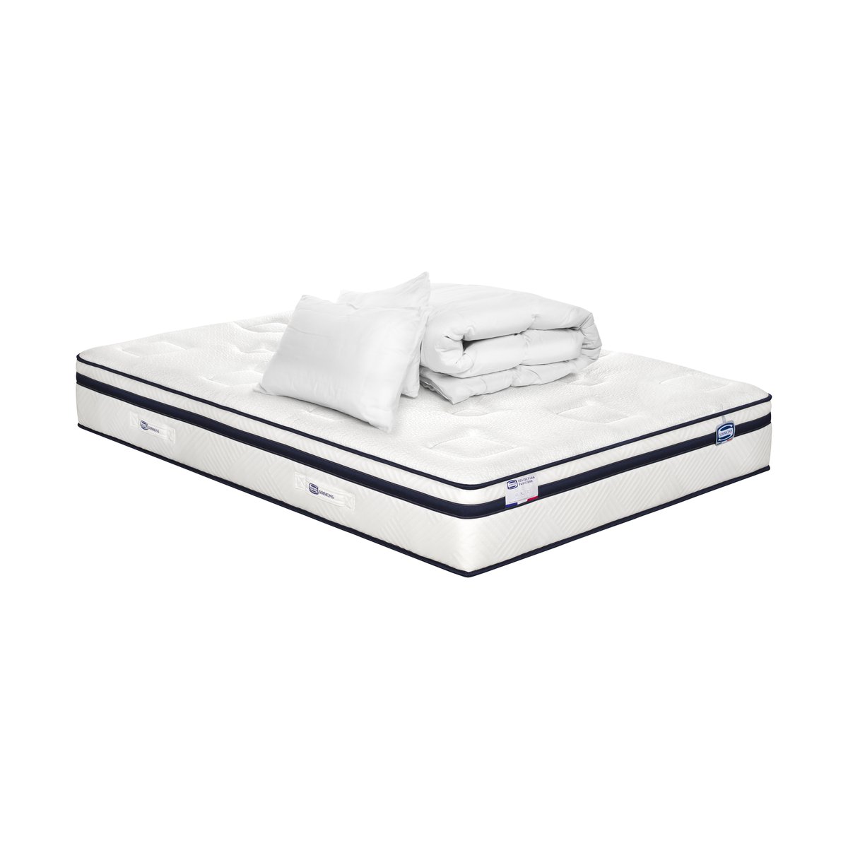 Matelas 160x200 Hybride, ferme H27 + couette + 2 oreillers - INCOMPARABLE blanc, SIMMONS