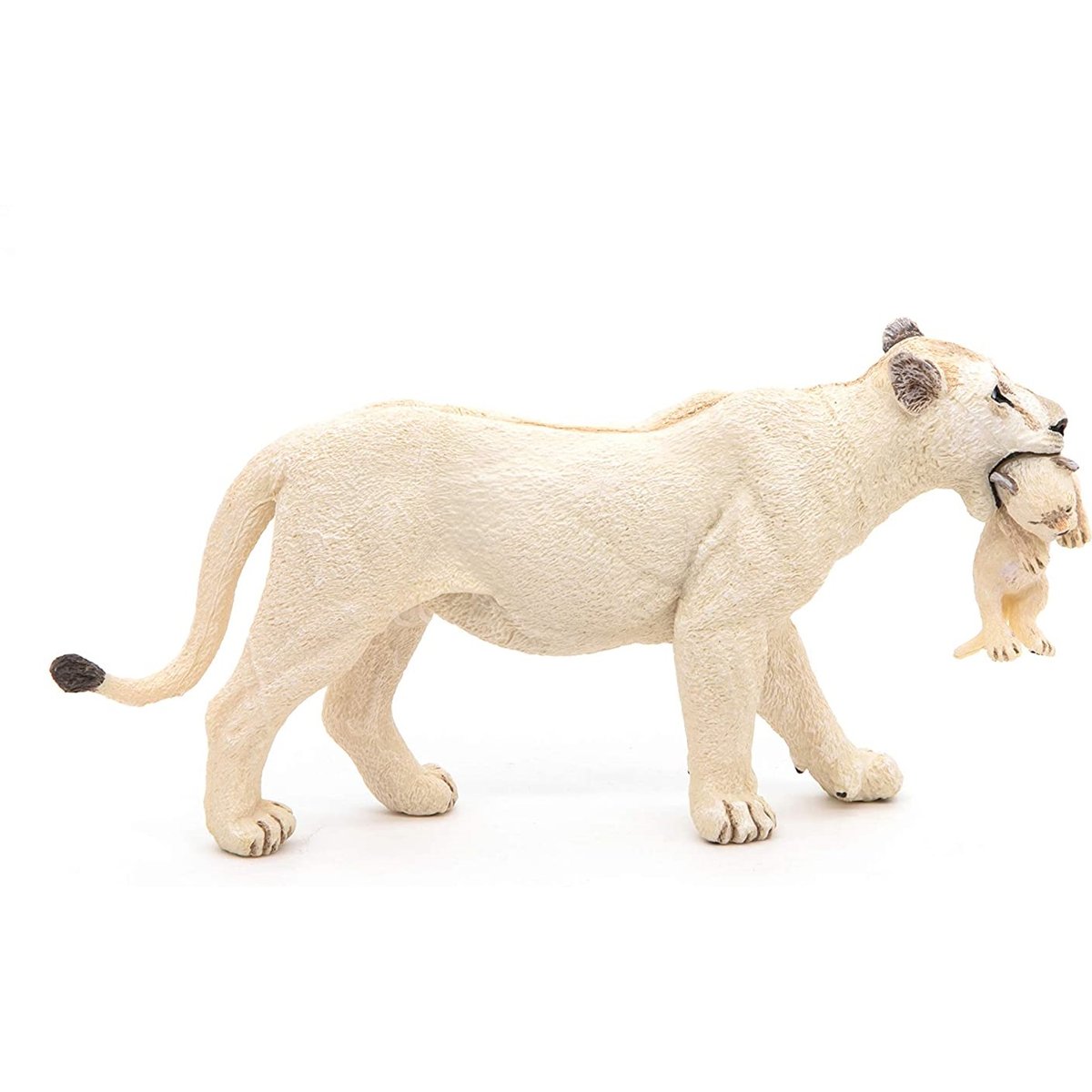 Figurine Lionne blanche avec son bébé lionceau blanc, PAPO