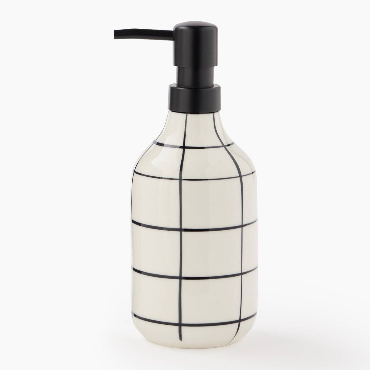 Distributeur de savon, en céramique à carreaux 18,7x7,5x7,5cm noir, MONOPRIX