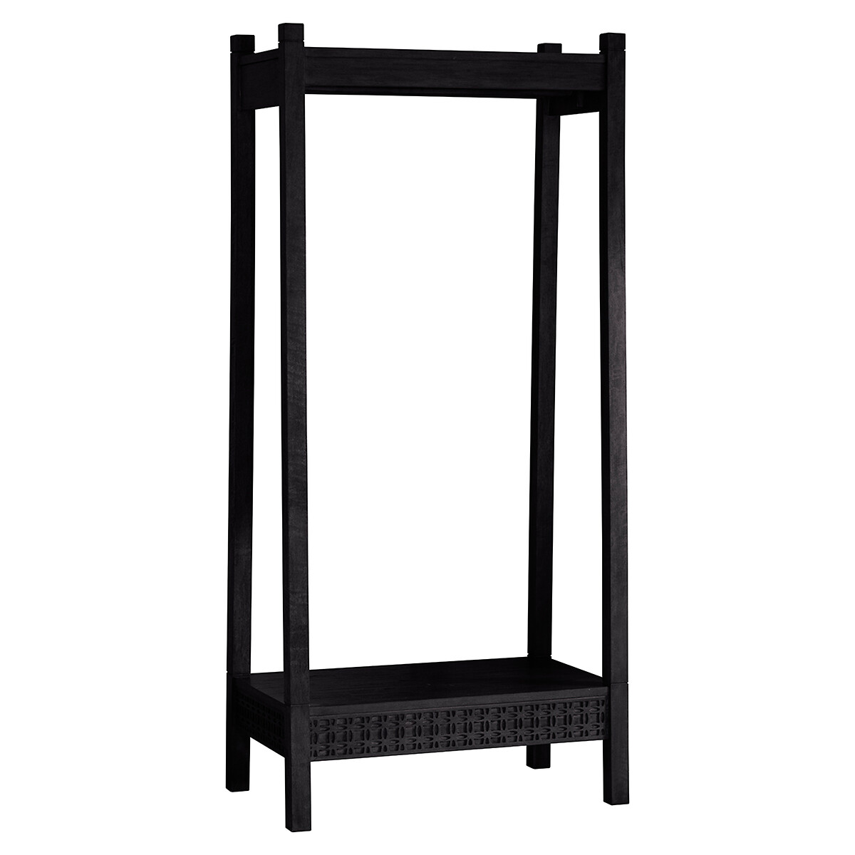Barauni Boho Carved Wood Clothes Rail black, ÉDITÉ