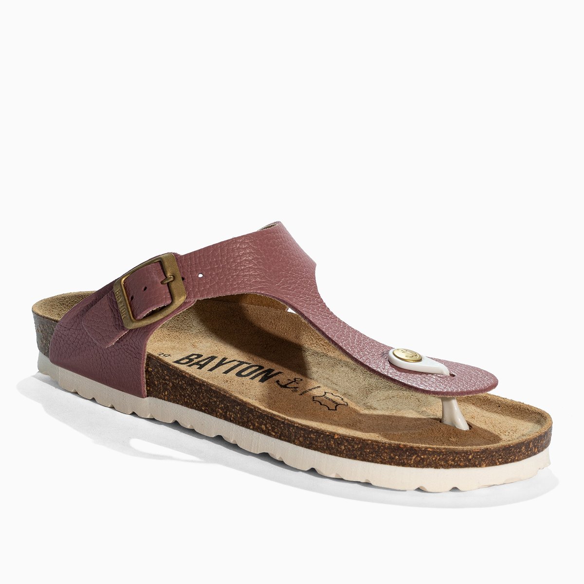 Tongs en cuir MERCURE rose, BAYTON