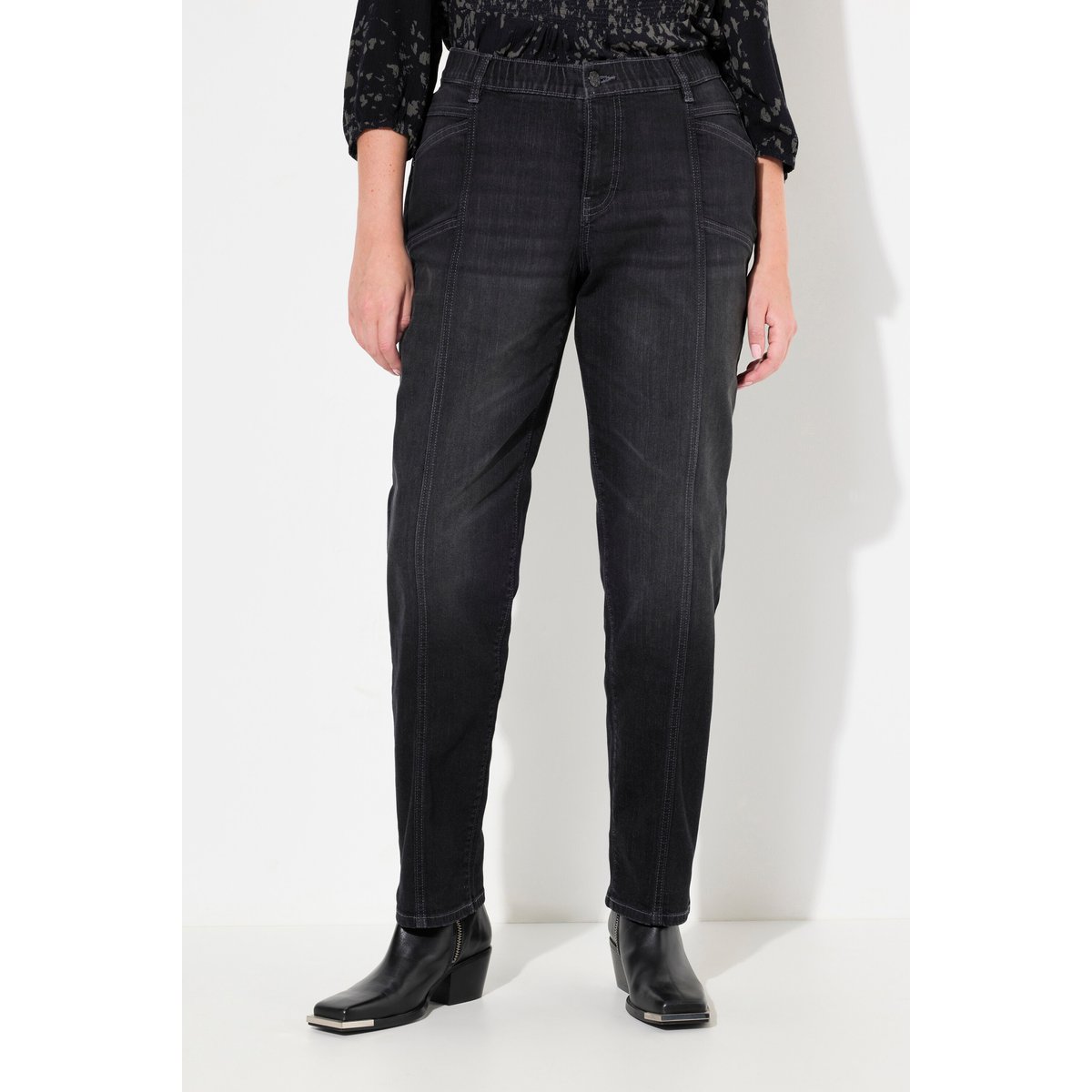 Jean Boyfriend jambe large, 4 poches noir, ULLA POPKEN