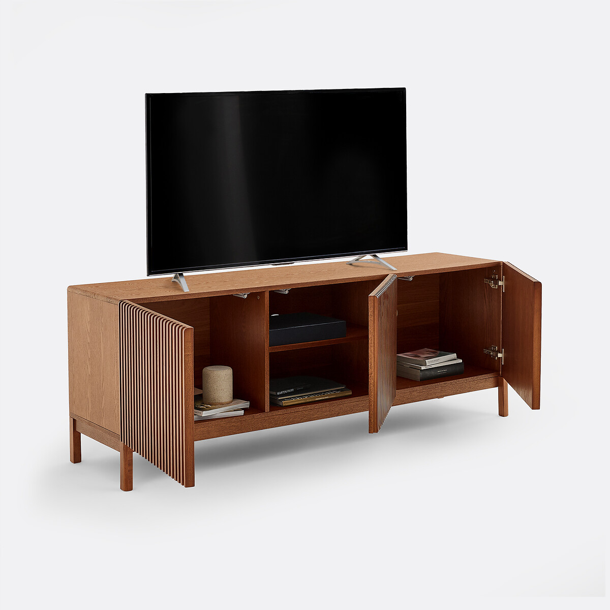 TV-meubel met 3 deuren 160 cm NEOTTIE notenhout tint, LA REDOUTE INTERIEURS