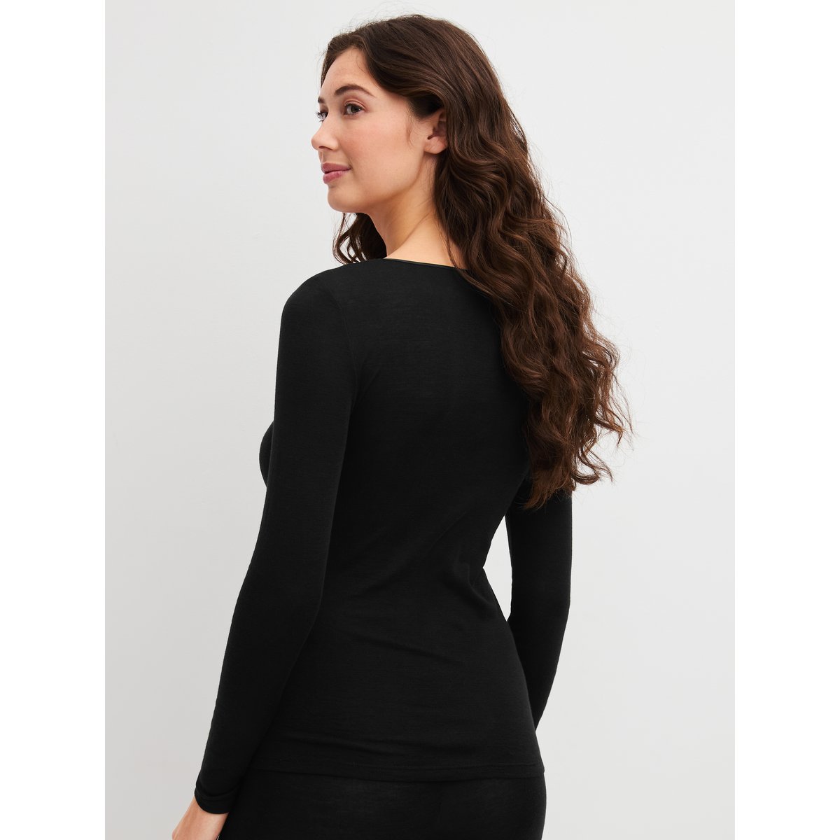 T-shirt à manches longues en laine et soie manches longues Laine TRUE CONFIDENCE noir, CALIDA