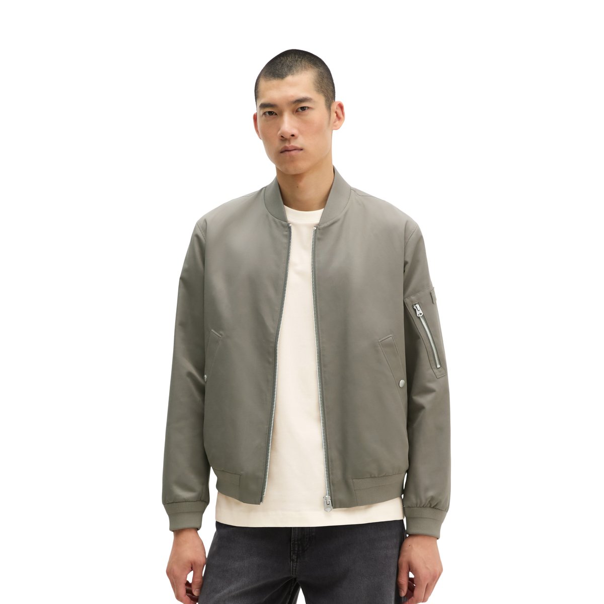 Blouson régulier avec poche zippée sur la manche gris, MARC O'POLO