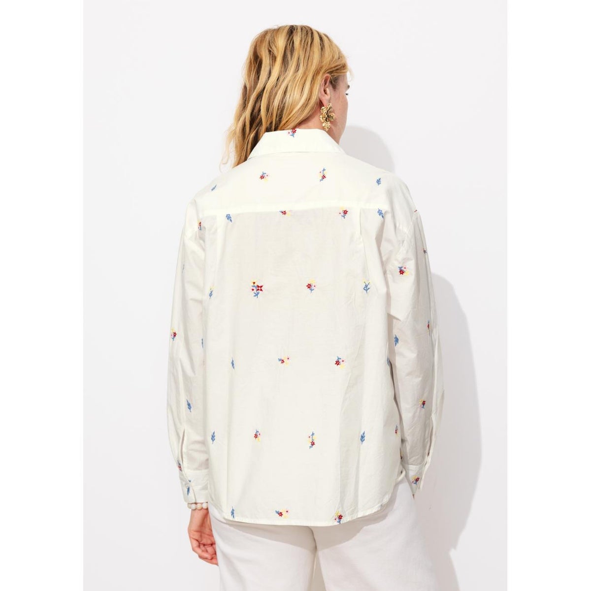 Chemise oversize brodée blanc, PROMOD