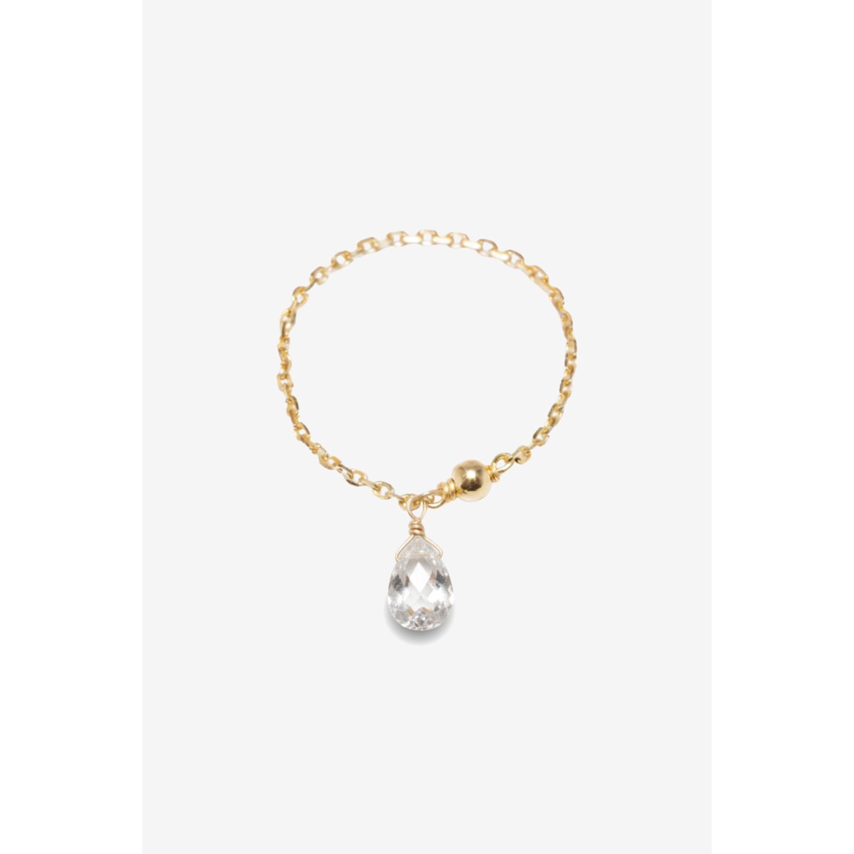Bague chaînette pampille Mia - Or 750‰ Saphir blanc saphir blanc, YAY PARIS