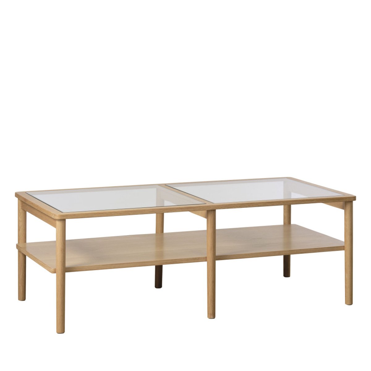 Table basse en verre trempé et bois 120x60cm- CAHIR bois clair, DRAWER