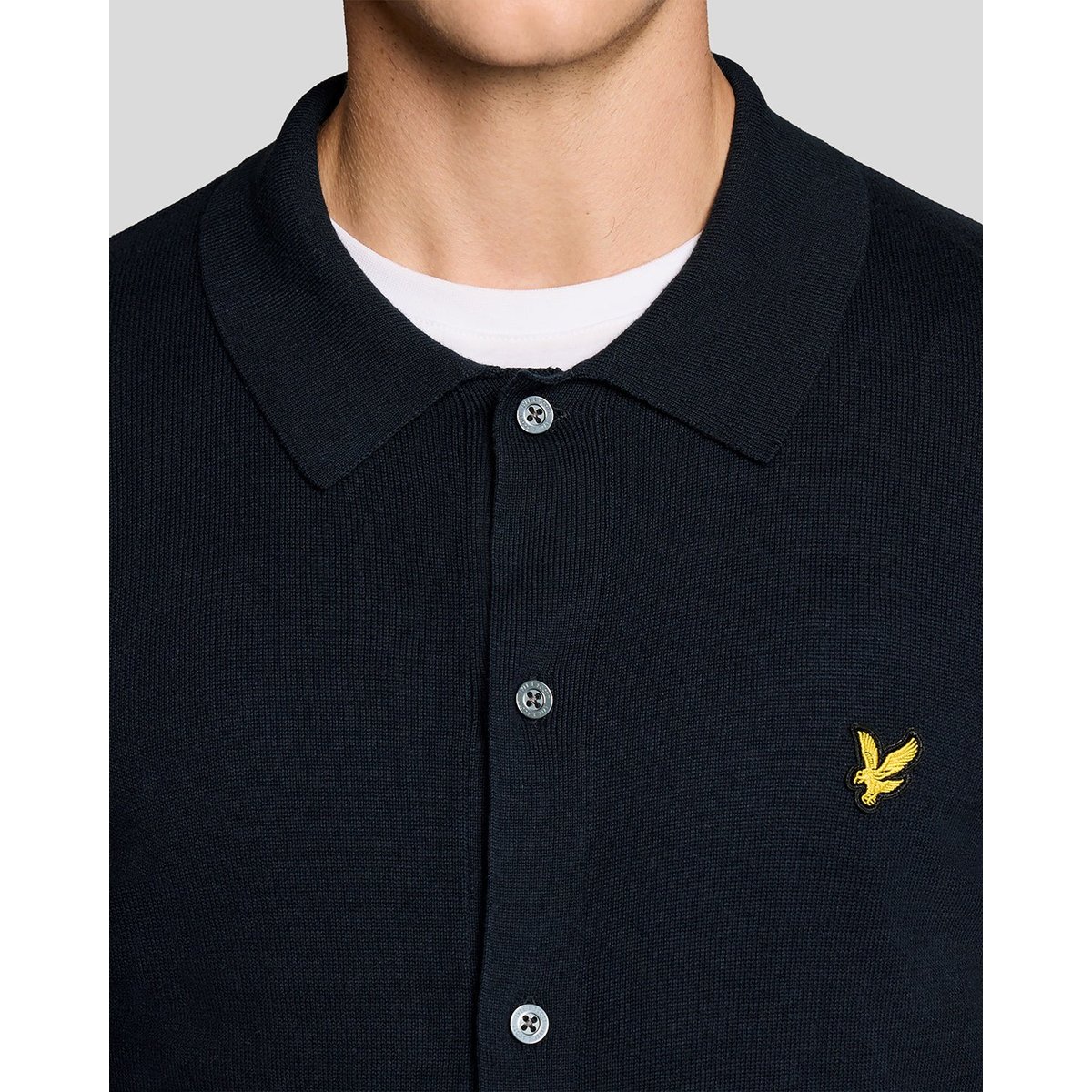 Chemise en coton en maille bleu foncé marine, LYLE & SCOTT