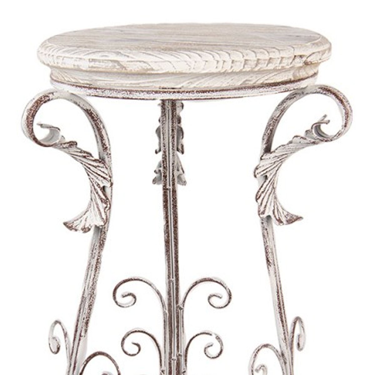 Support pot plante classique en bois et métal blanc 40x40x75cm blanc, WADIGA