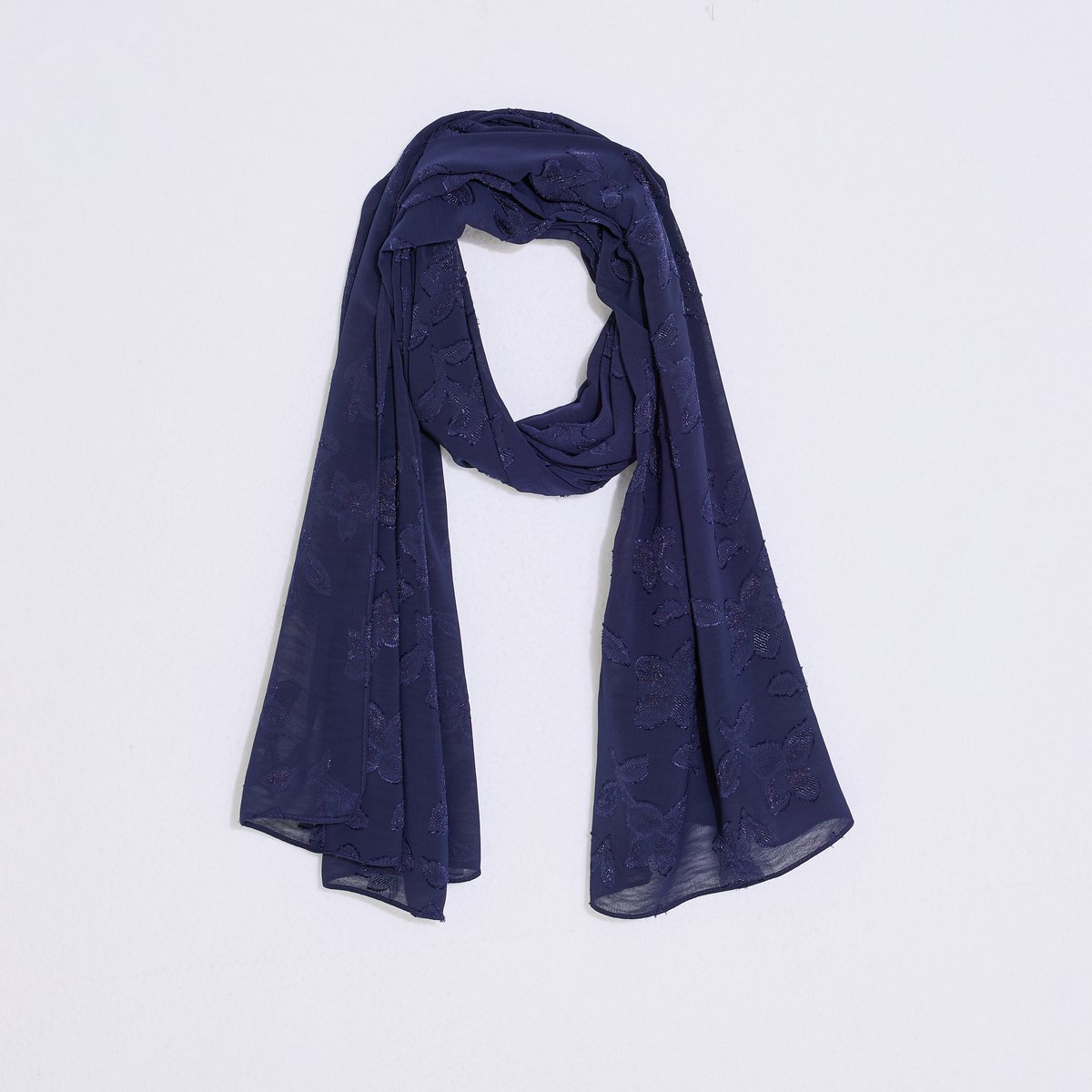 Étole longue broderie floral bleu, GRAIN DE MALICE