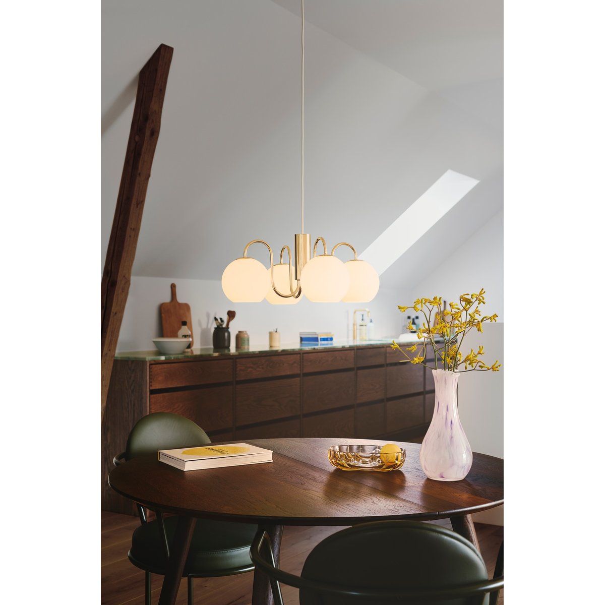 Suspension design vintage lustre classique en métal, FRANCA 4-Spot doré, NORDLUX