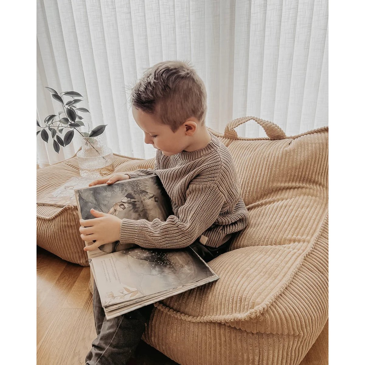 Fauteuil Pouf Enfant en Velours Côtelé brown sugar, WIGIWAMA