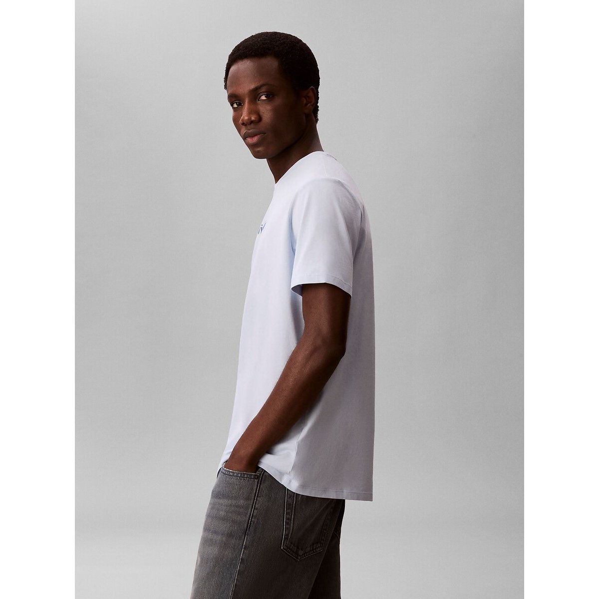 T-shirt manches courtes logo bleu clair, CALVIN KLEIN