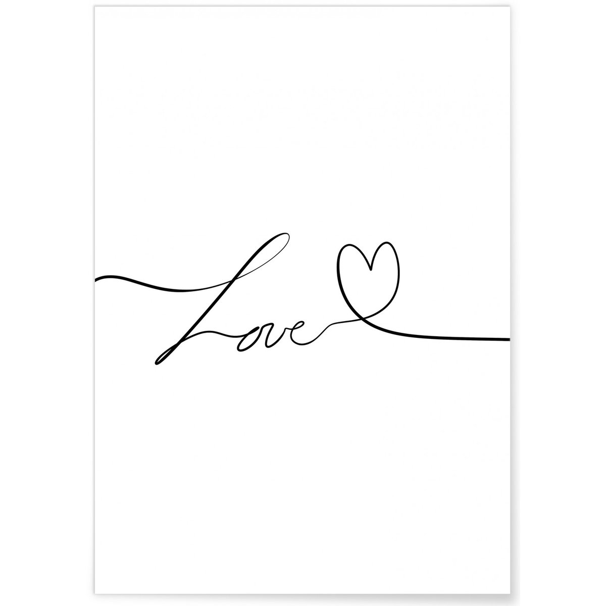 Affiche Line Art 'Love' blanc, L'AFFICHERIE