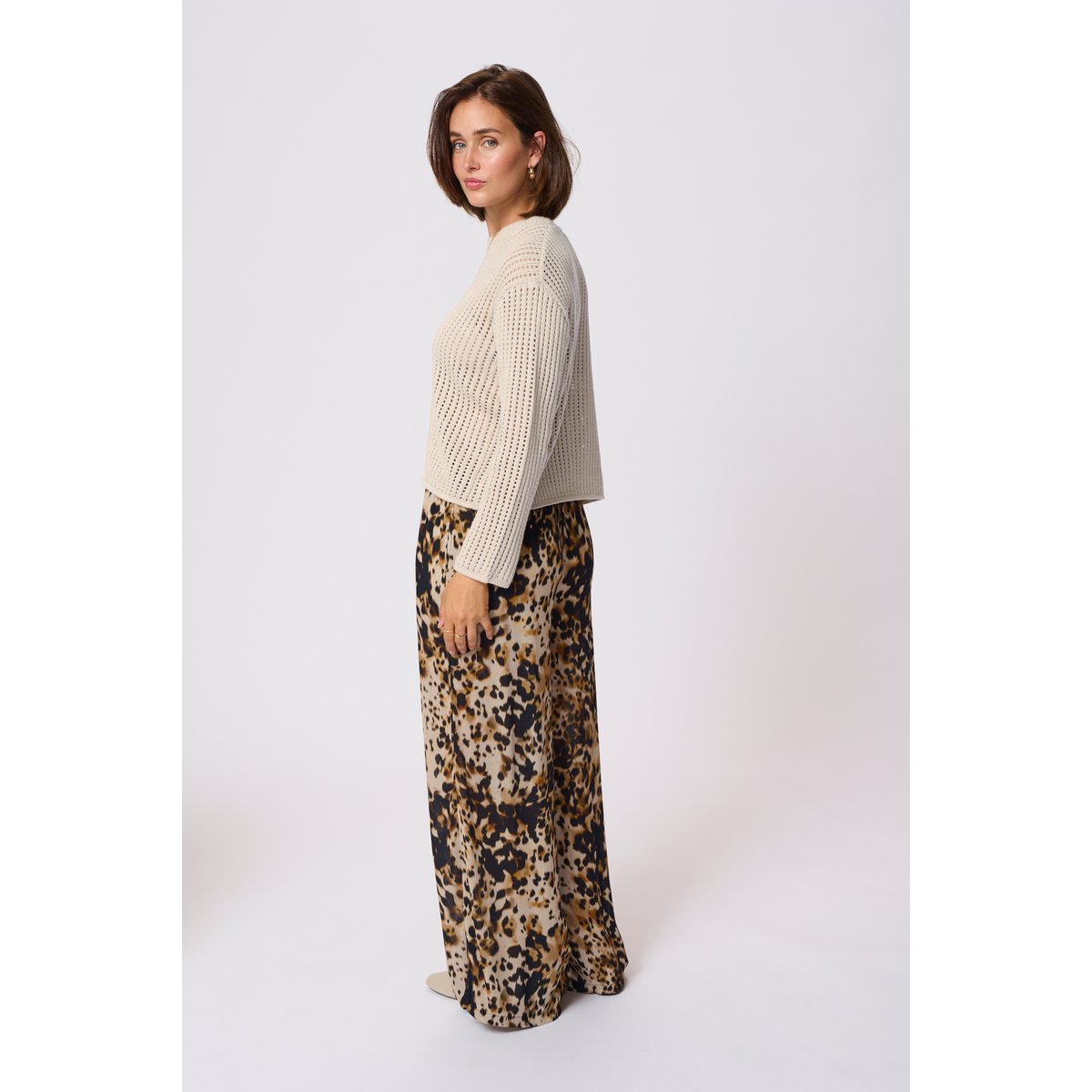 Knitted pullover beige imprimé feather gray, KAFFE