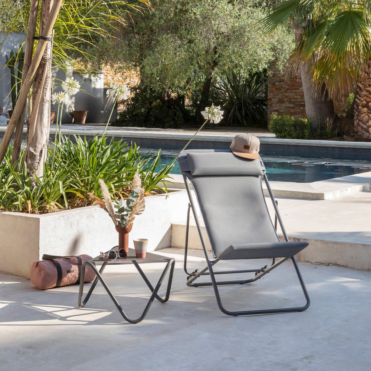 Lot de 2 Transats jardin pliants multi-positions - MAXI TRANSAT + gris silver, LAFUMA MOBILIER