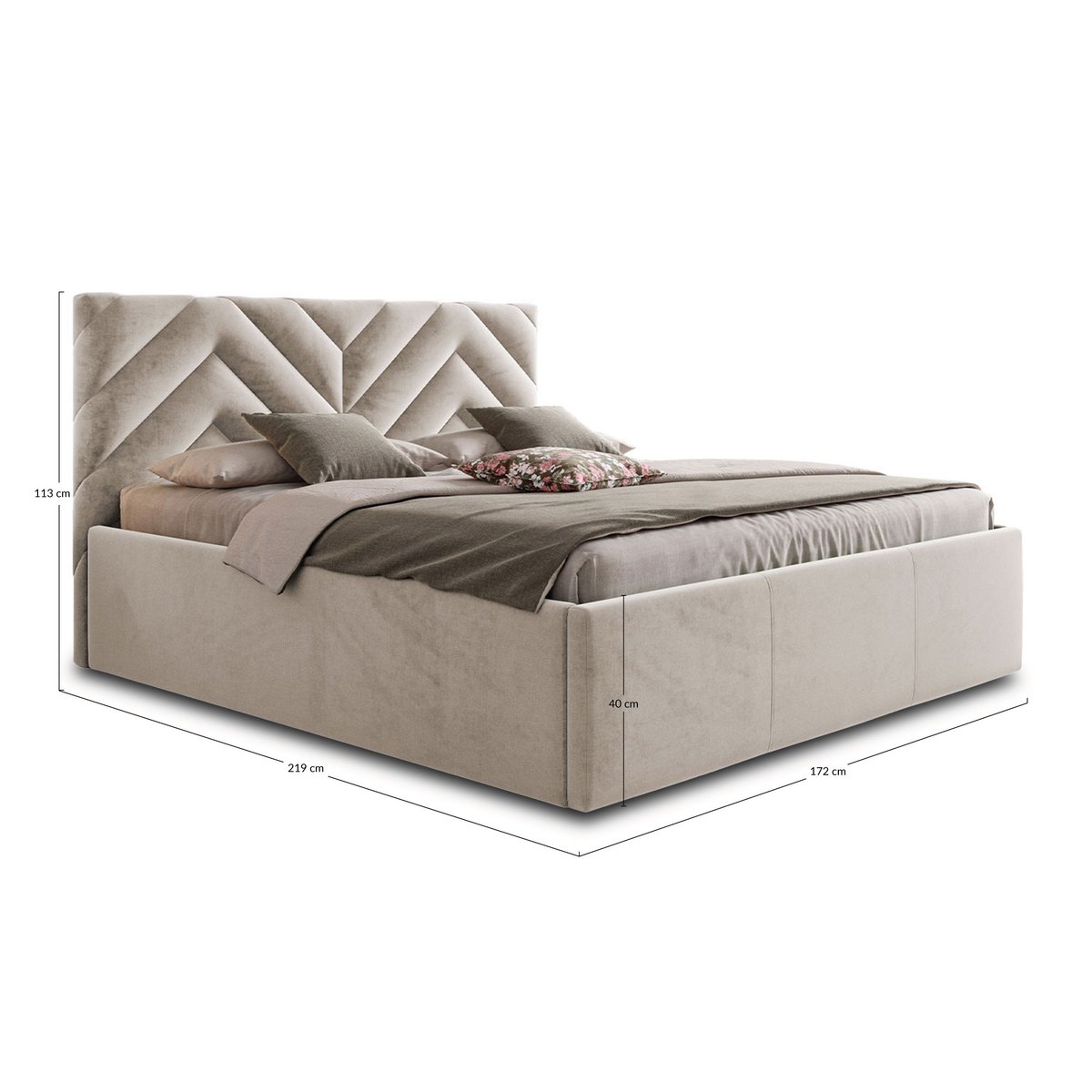 Lit coffre - SANTIAGO gris, BEST MOBILIER