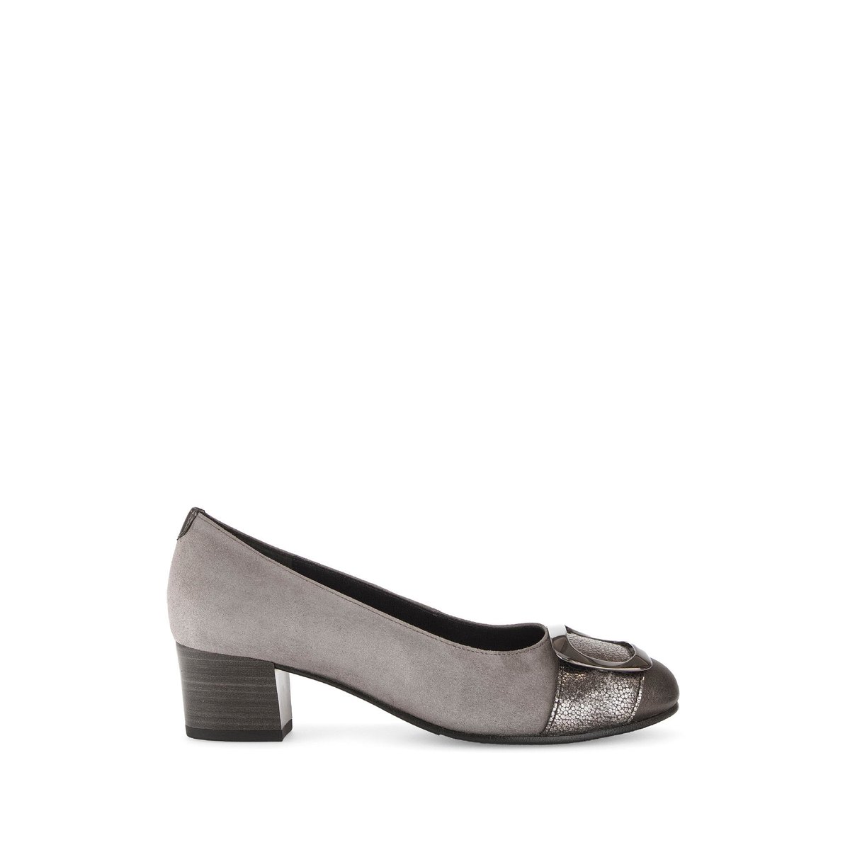 Escarpins en cuir à talon décroché block taupe, GABOR