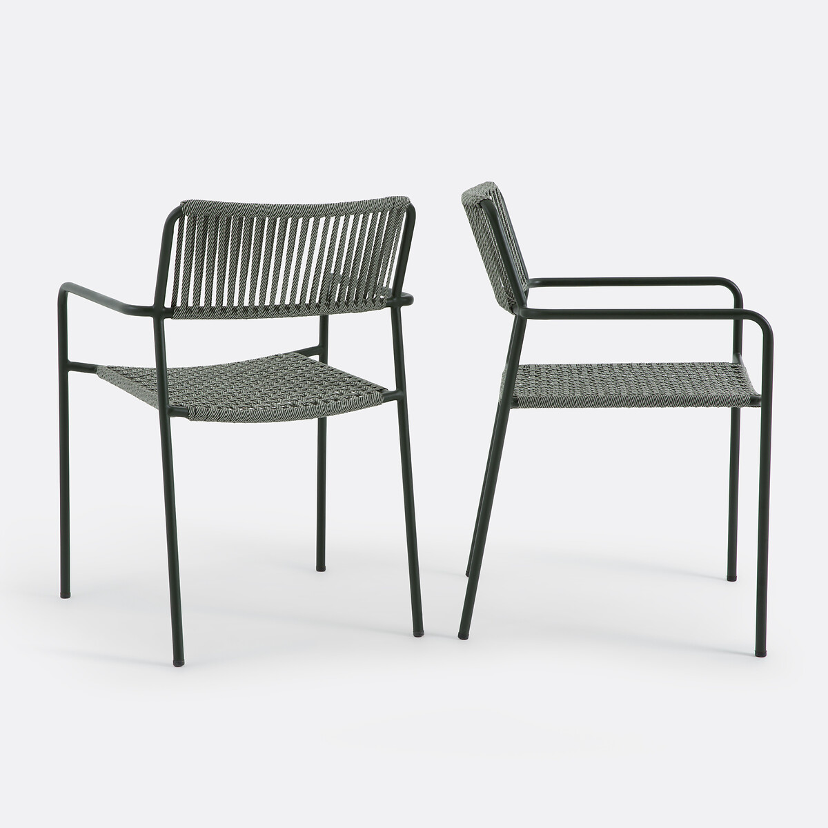 Set van 2 tuinstoelen, staal en touw, NAMY kaki   , LA REDOUTE INTERIEURS