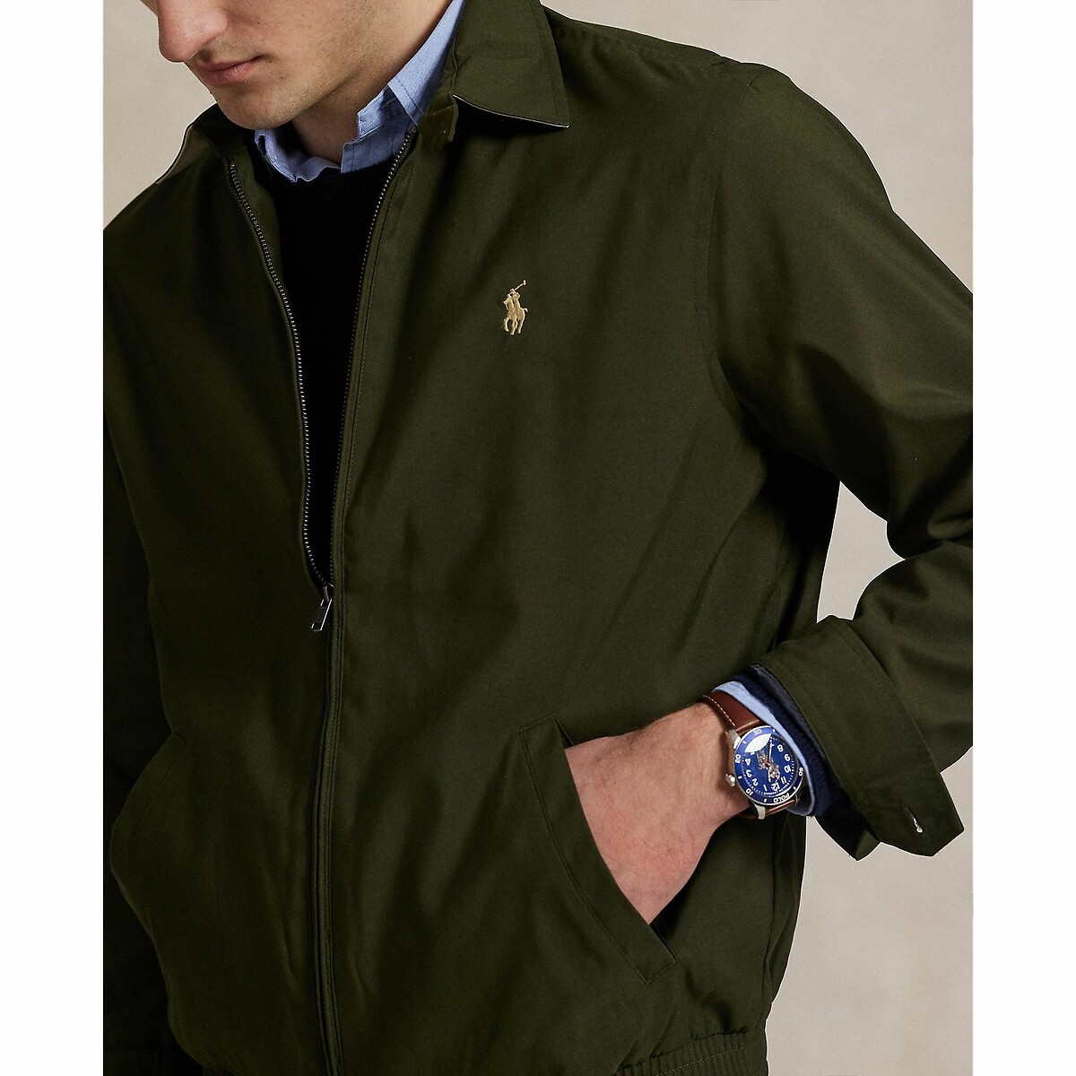 Giacca bi-swing in twill verde oliva, POLO RALPH LAUREN