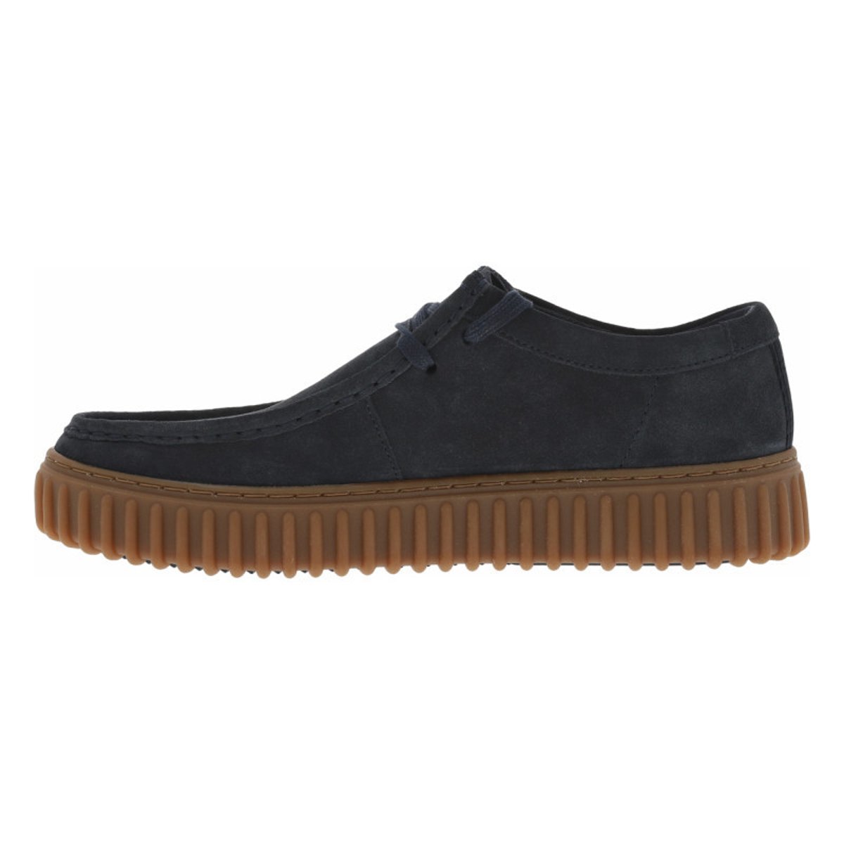 Sneakers Clarks en croûte de cuir bleu marine et à lacets plats bleu marine, CLARKS