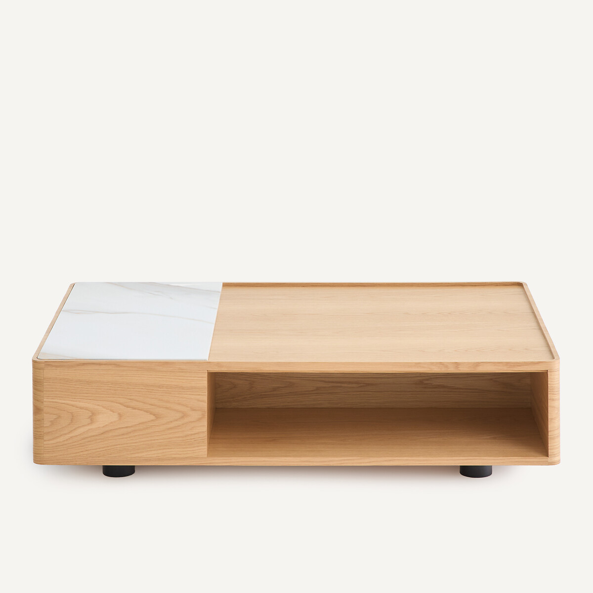 Mesa de centro de chapa de roble y cerámica, CUADRO, diseño de Emmanuel Gallina roble natural, AM.PM X EMMANUEL GALLINA