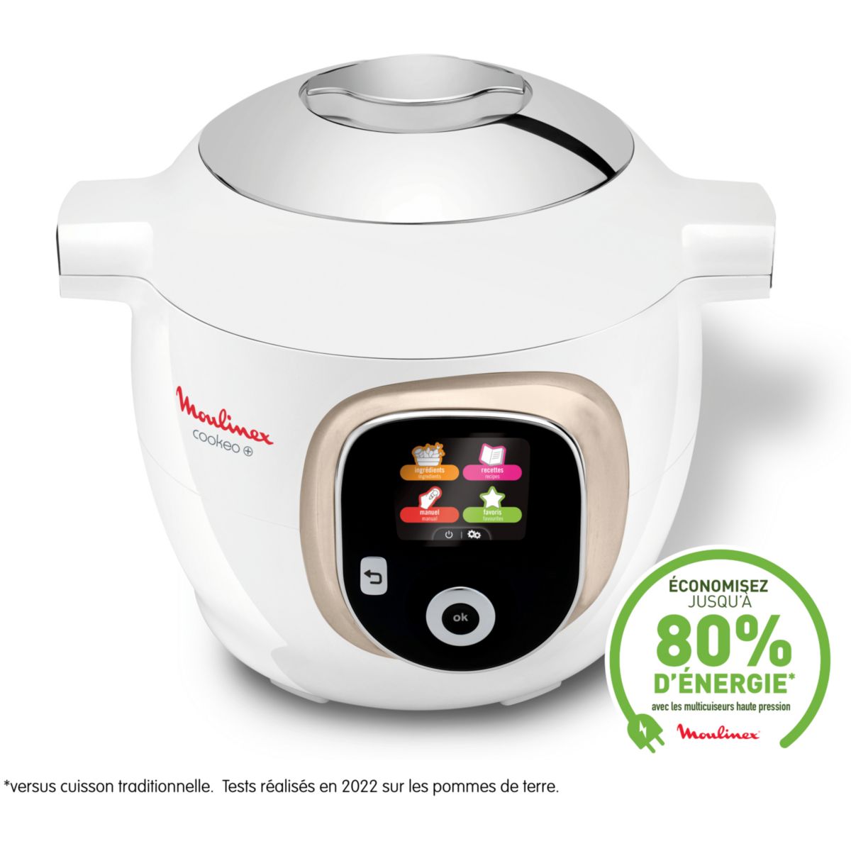 Cookeo CE85BA10 blanc 6 L, 6 modes de cuisson, 180 recettes blanc, MOULINEX