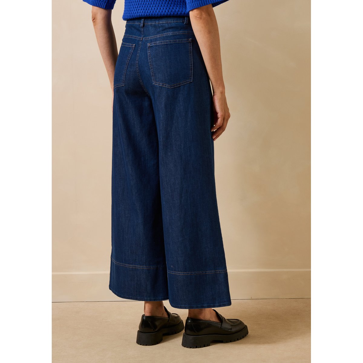 Pantalon cropped large en denim souple brut, LA FEE MARABOUTEE