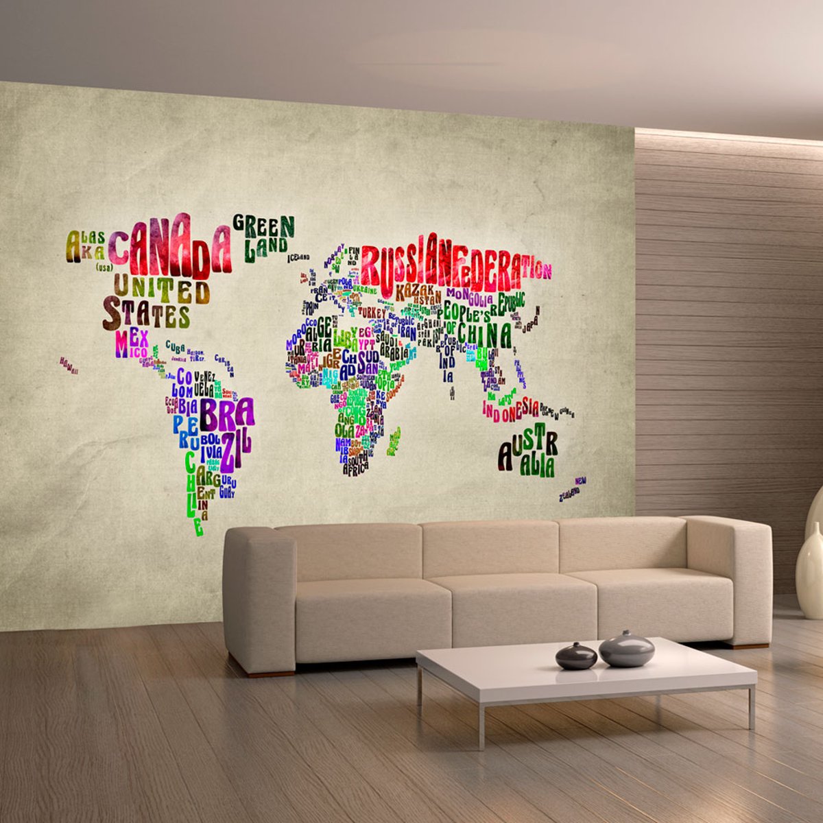 Papier peint intissé panoramique Carte du monde Better World multicouleur, EDEN
