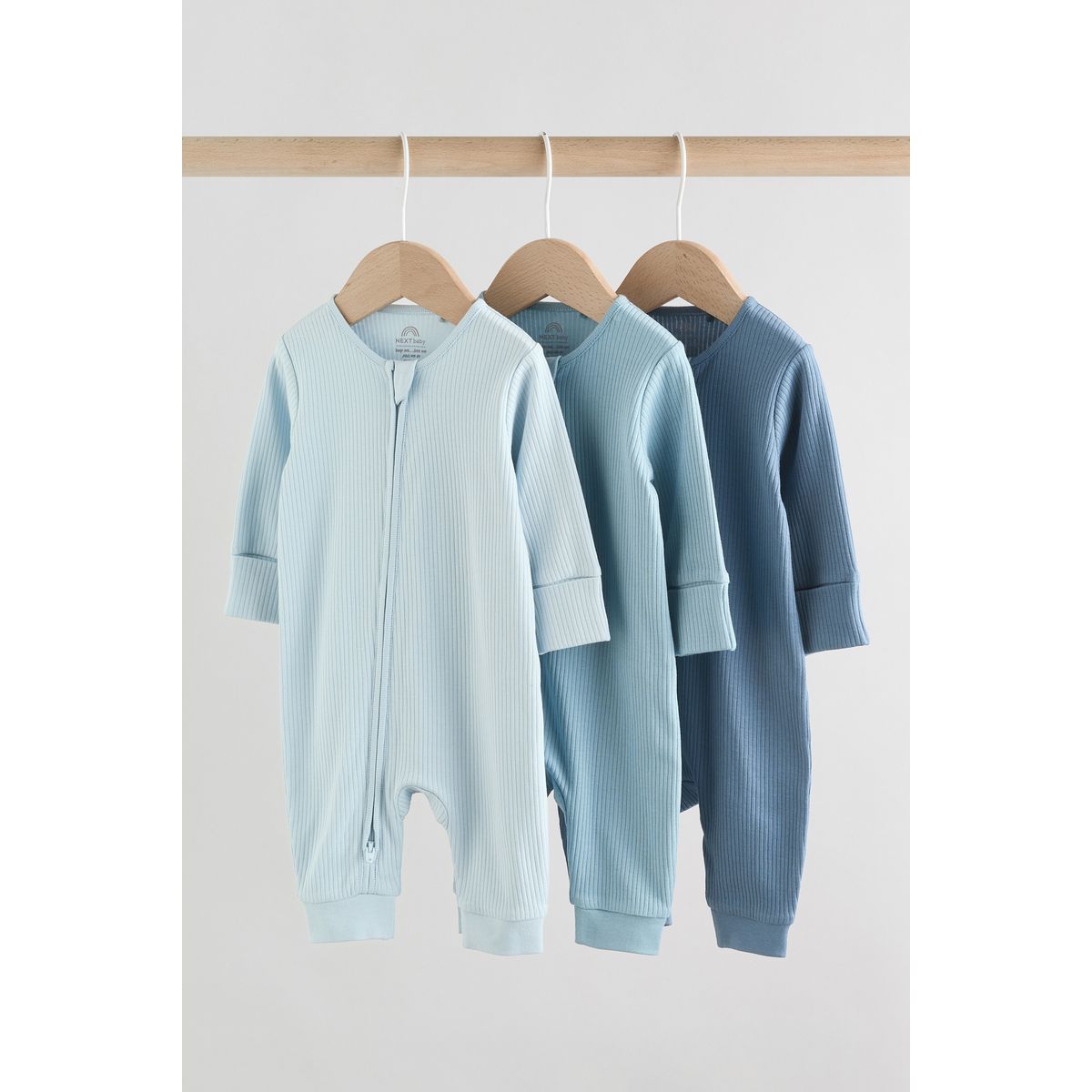 Dors-bien bébé sans pieds à zip, lot de 3 bleu, NEXT