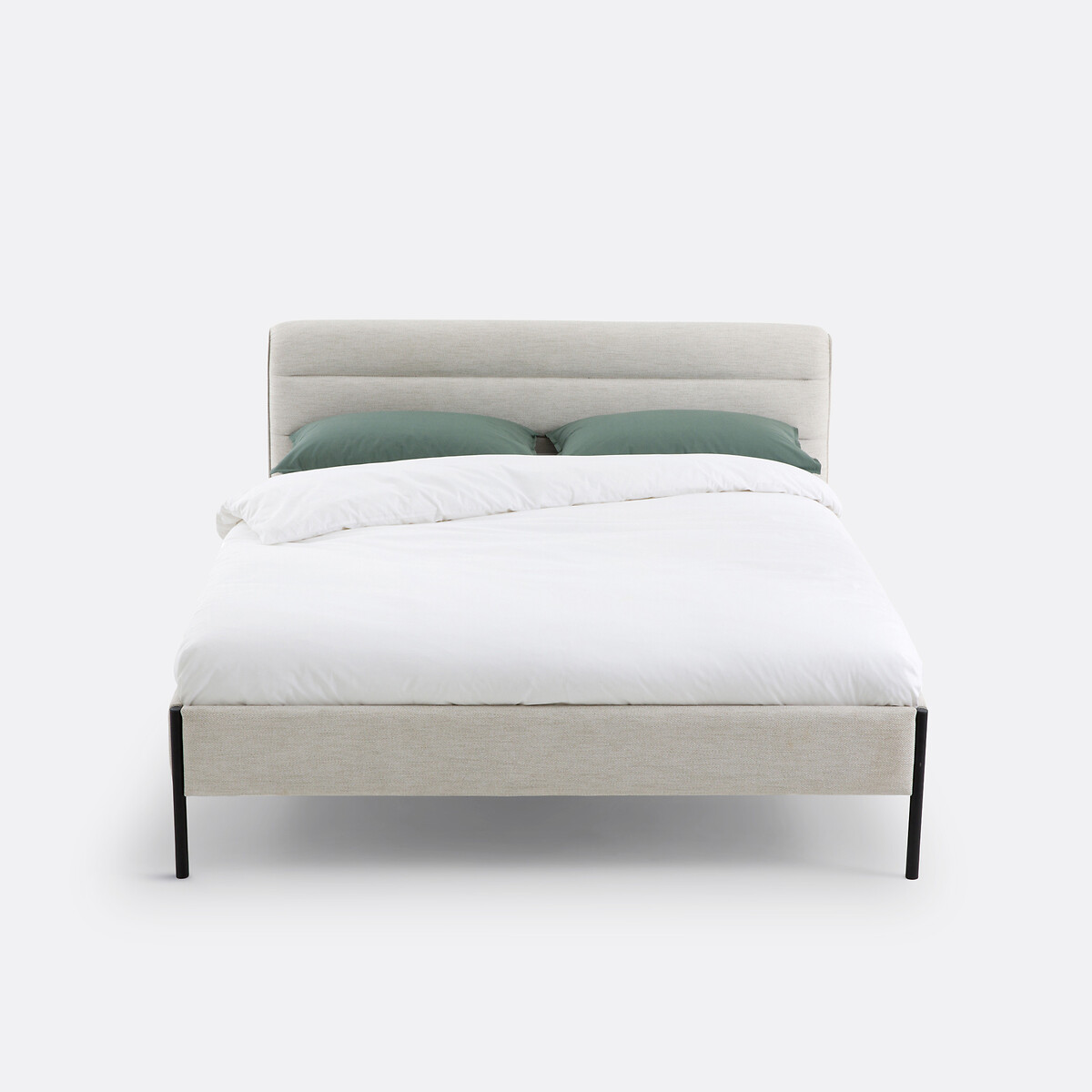 Gestoffeerd bed met lattenbodem, Obias mêlee ecru, LA REDOUTE INTERIEURS
