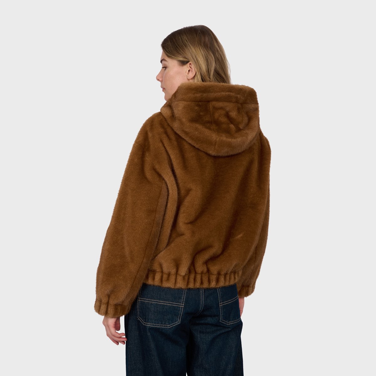 Blouson bomber zippé à capuche LISE fauve, OAKWOOD
