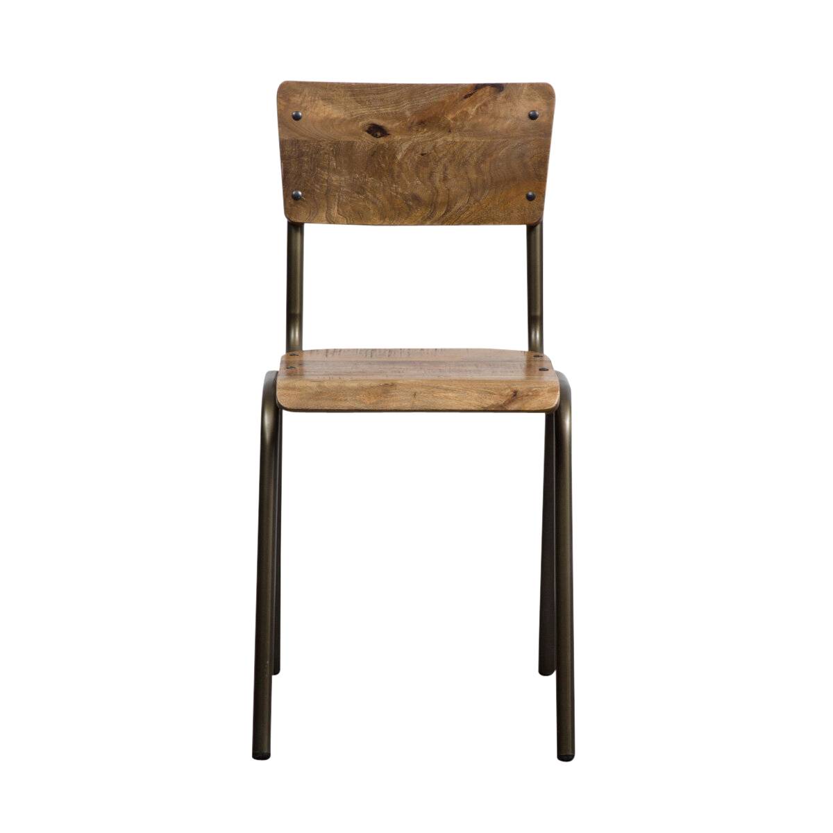 Lot de 2 chaises en métal MARCUS bois clair, MADE IN MEUBLES 