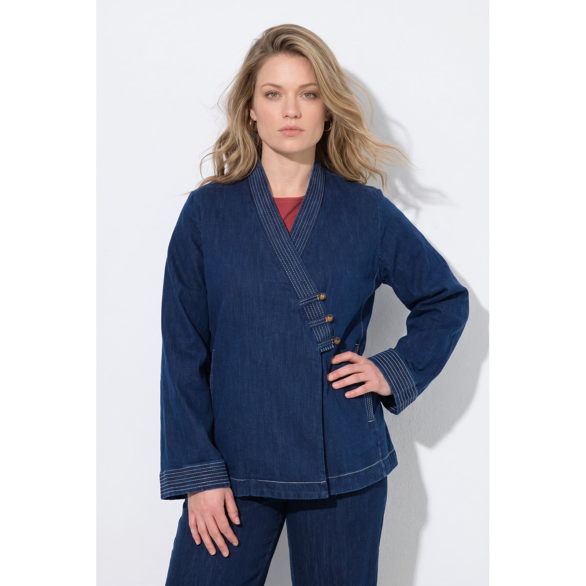 Veste en jean esprit kimono jean bleu foncé, ULLA POPKEN