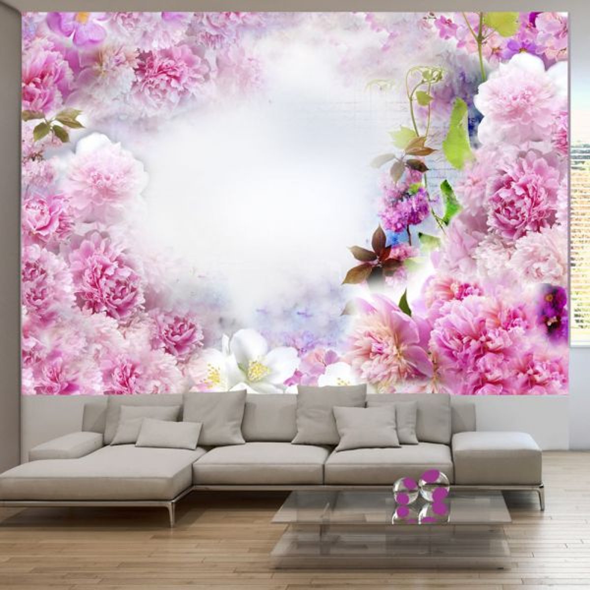 Papier peint intissé panoramique Fleurs Smell of cloves rose, EDEN