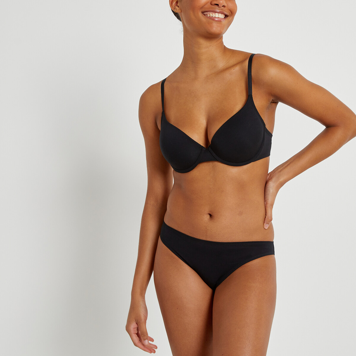 Lotw de 2 cuecas em algodão liso, Cottone preto , LA REDOUTE COLLECTIONS