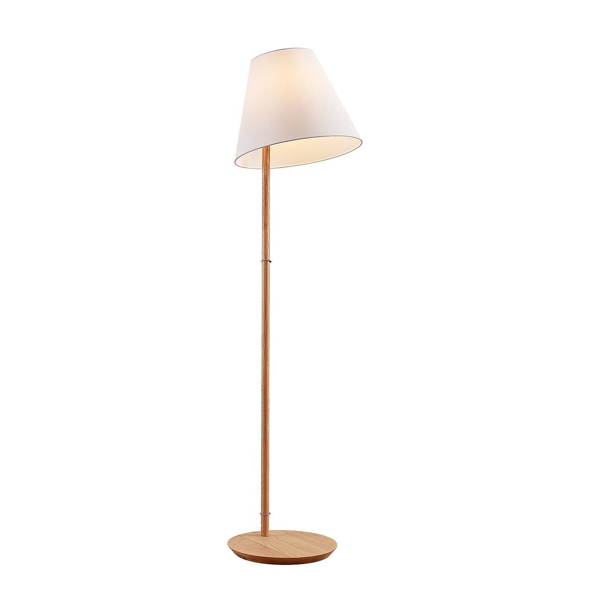 Lampadaire en textile scandinave, Jinda blanc, chêne foncé, LUCANDE