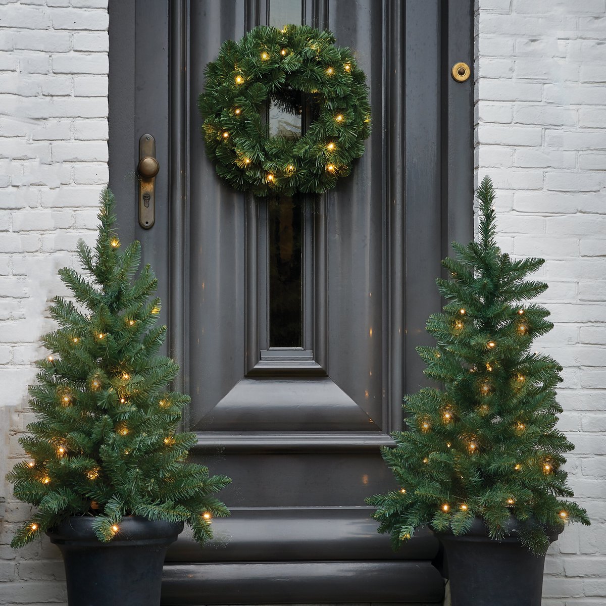 Lot de 2 sapins de Noël artificiel et 1 couronne NORTON vert, BLACK BOX TREES