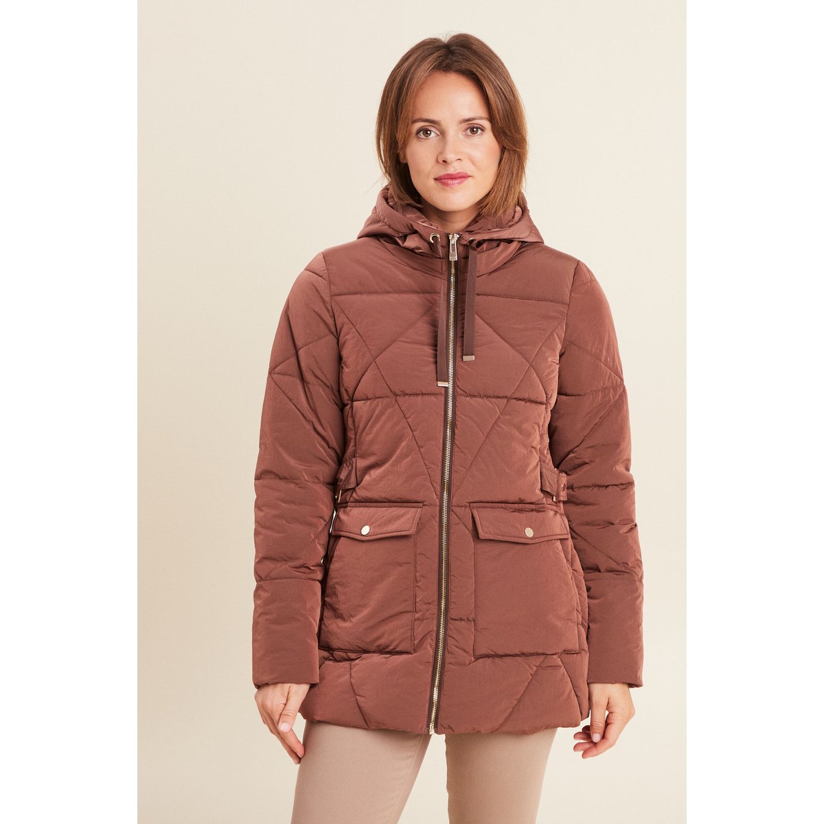 Doudoune cintrée à capuche vieux rose, BREAL