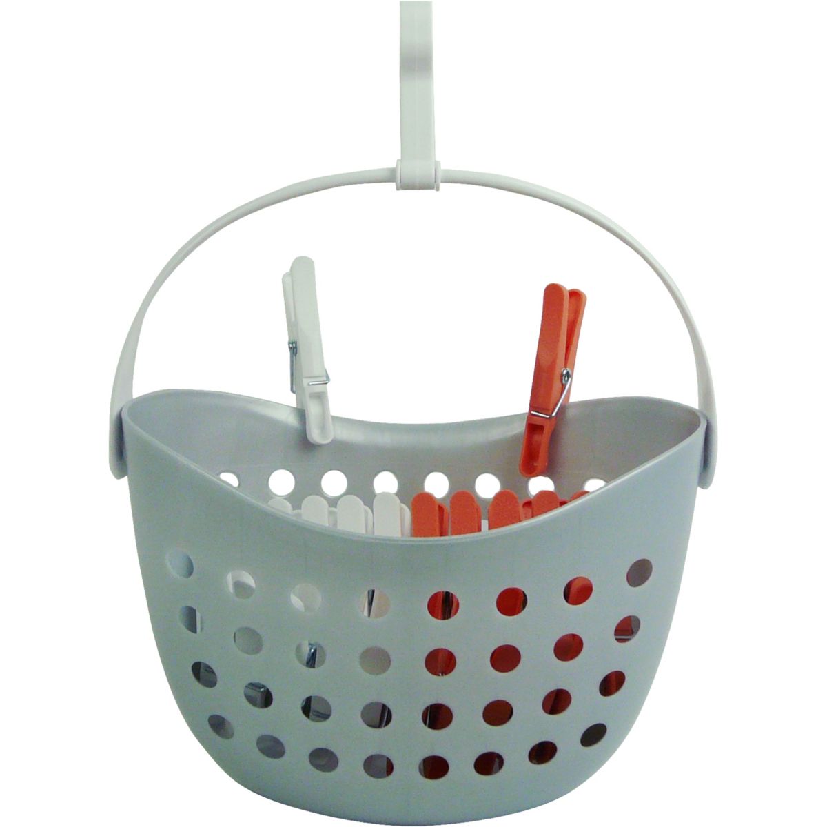 Panier avec pinces à linge Panier + 24 pinces rouge et blanc couleur unique, ESSENTIEL B