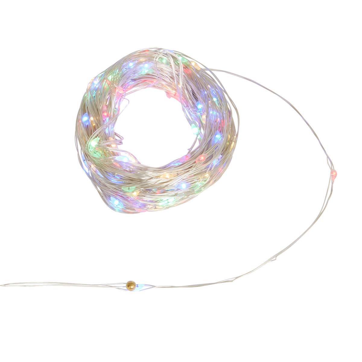 Guirlande lumineuse extérieure solaire 300 LED multicolore 8 fonctions long 30m cuivre argent, FEERIC LIGHTS & CHRISTMAS